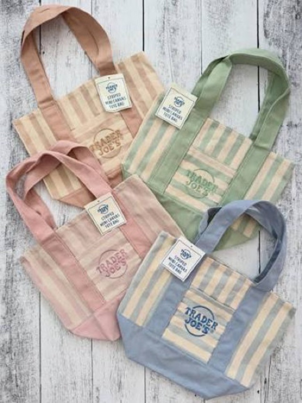 *NEW* Set of Trader Joe’s Striped Mini Tote - Limited Edition - Full Set